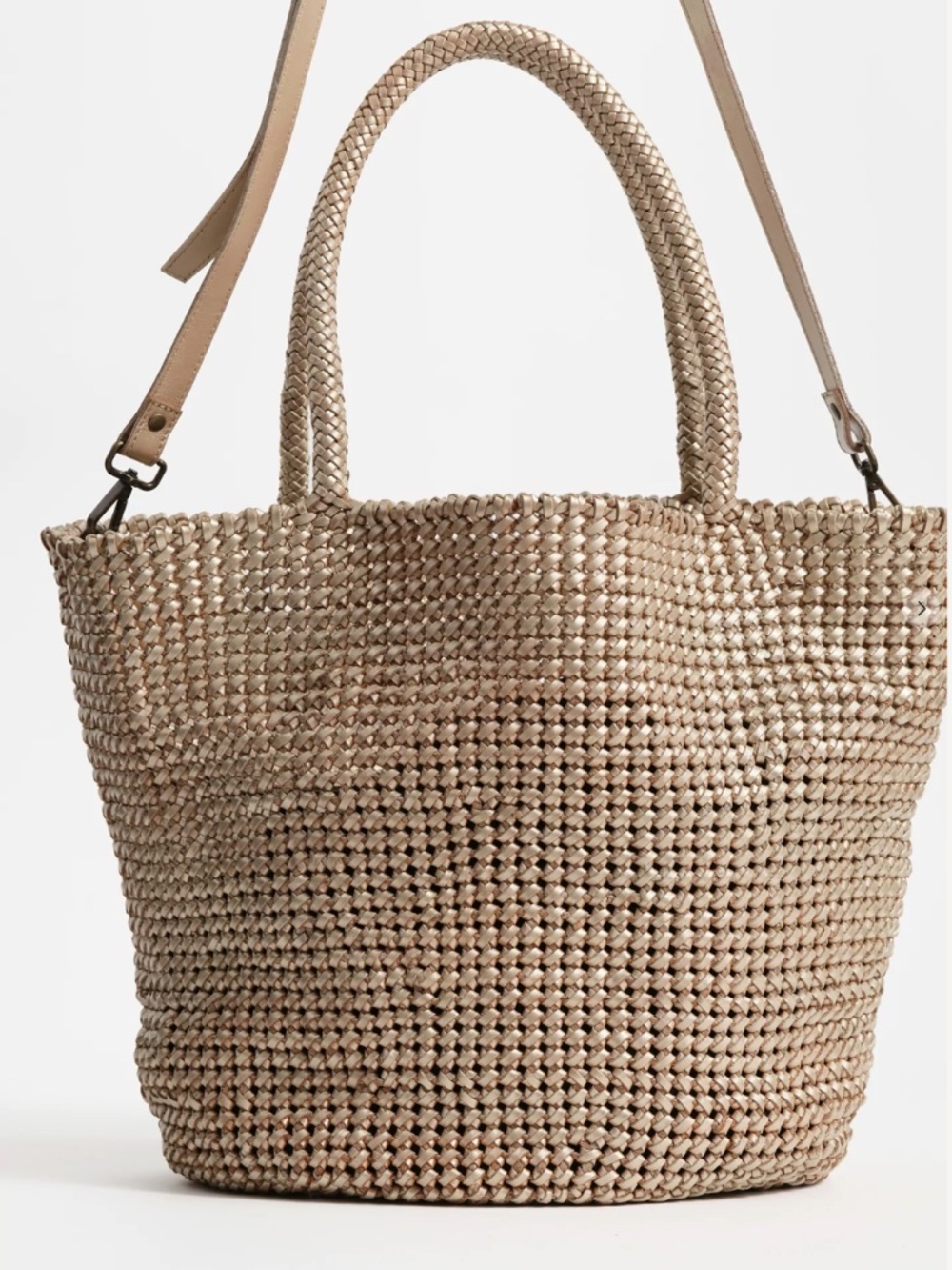 Officine Creative Button Weave Leather Tote in Warm Platino - NWT Orig. $1595